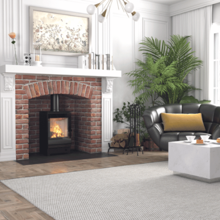 Poele bois lynx S dans salon