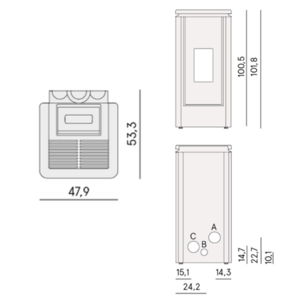 Plan technique poêle à granulés Icon Plus 9