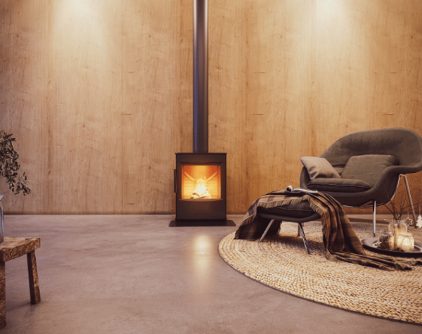 Poele bois mini 2 dans un living room