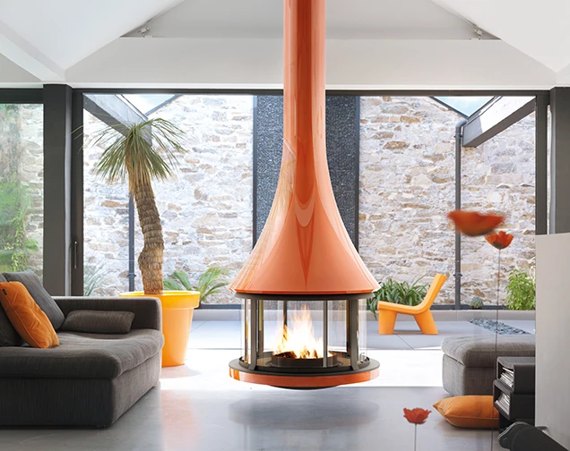 cheminée zelia 908 centrale orange