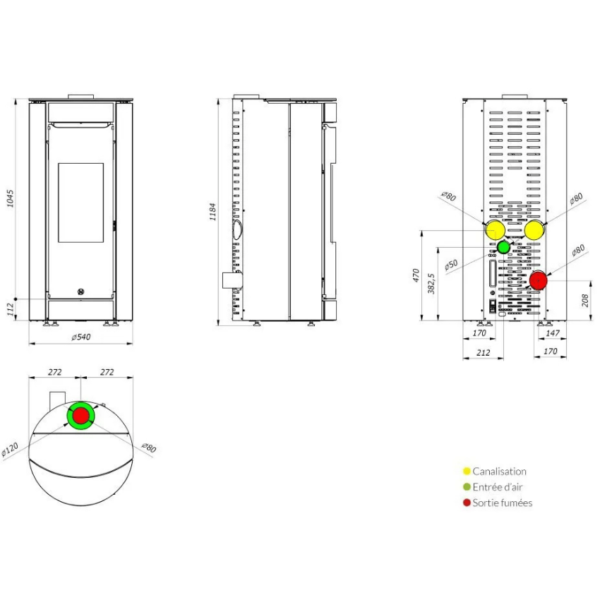 plan Poêle à granulés Botero 2