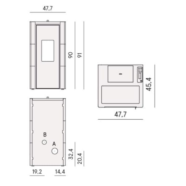 plan poêle à granulés Cristal 7