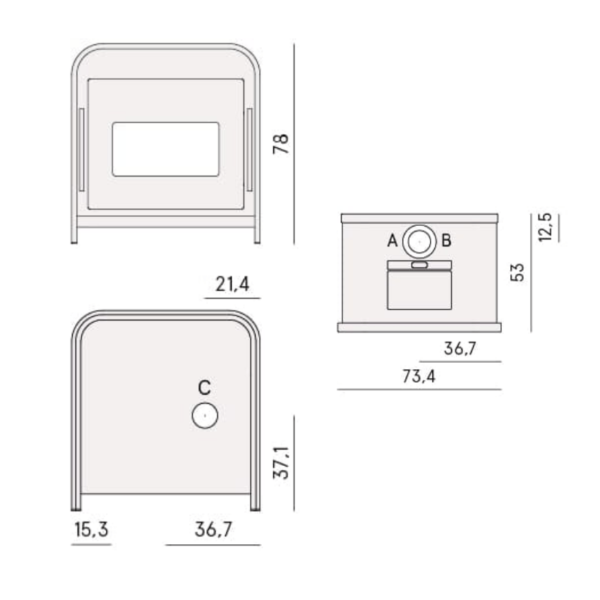 plan poêle à granulés Frame 9 UP