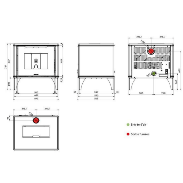 plan poêle à granulés Pixie