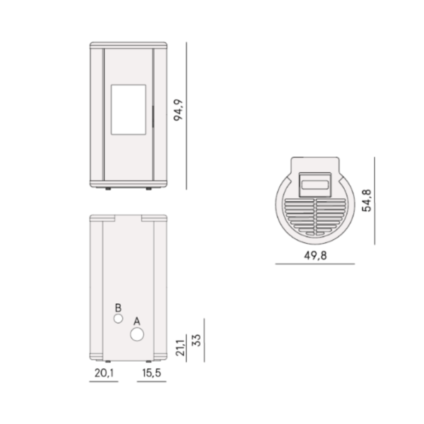 plan poêle à granulés Sound 7 PS