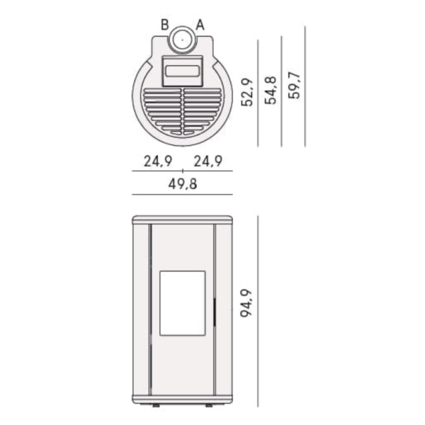 plan poêle à granulés Sound 7 UP twin
