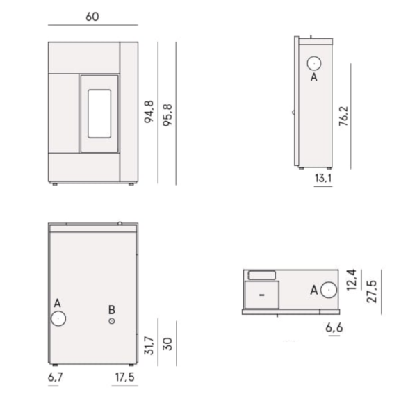 plan poêle à granulés Spirit 5