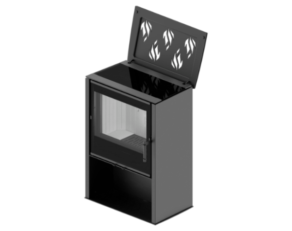 poele a bois hitze lupo M avec plaque sur fond blanc