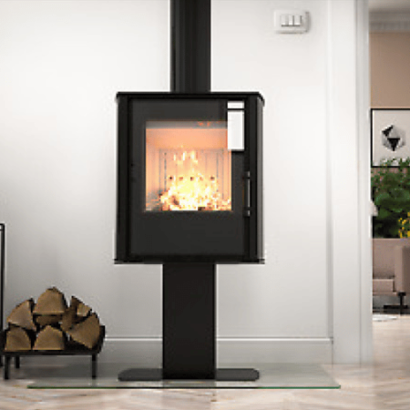 Poêle à bois cane sf noir dans maison