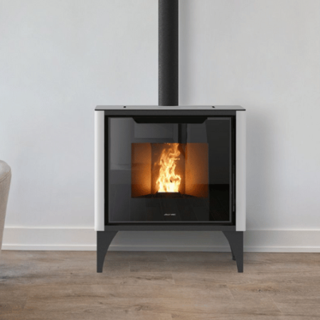 Pixie steel poele granules dans salon