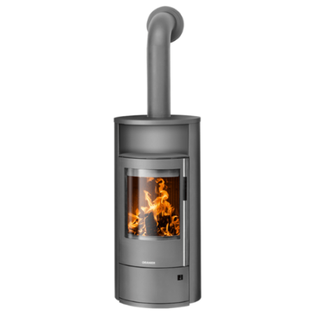 poele a bois polar neo 6 corps gris et habillage acier gris