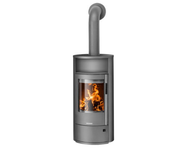 poele a bois polar neo 6 corps gris et habillage acier gris