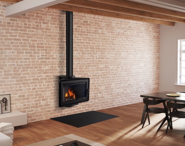 Cheminée rocal angle sur un mur plat